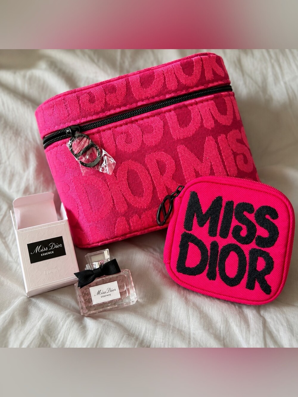 Miss Dior Hot Pink Cosmetic Case & Mini Pouch Set.